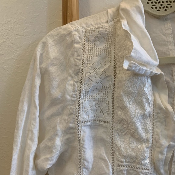 Hand-Reworked Linen Button-Up Womens - Picture 2 of 5